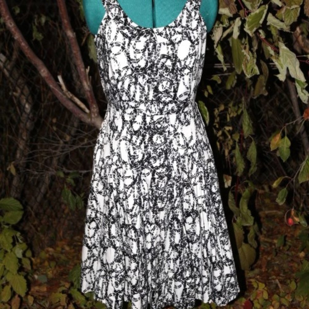 Calvin Klein Dress- Black and White patterned,  midi womans dress